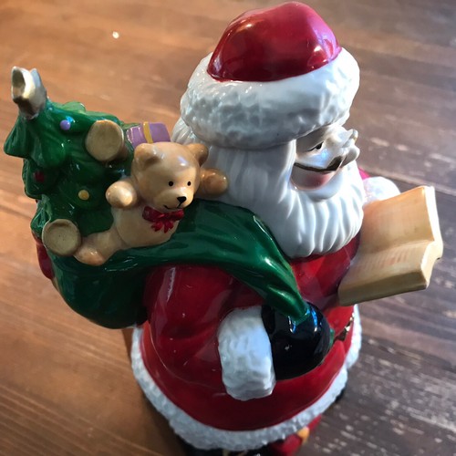 Valerie Au Chocolate Santa Claus Hinged Candy Jar Trinket Keeper 9” Tall - Picture 6 of 10