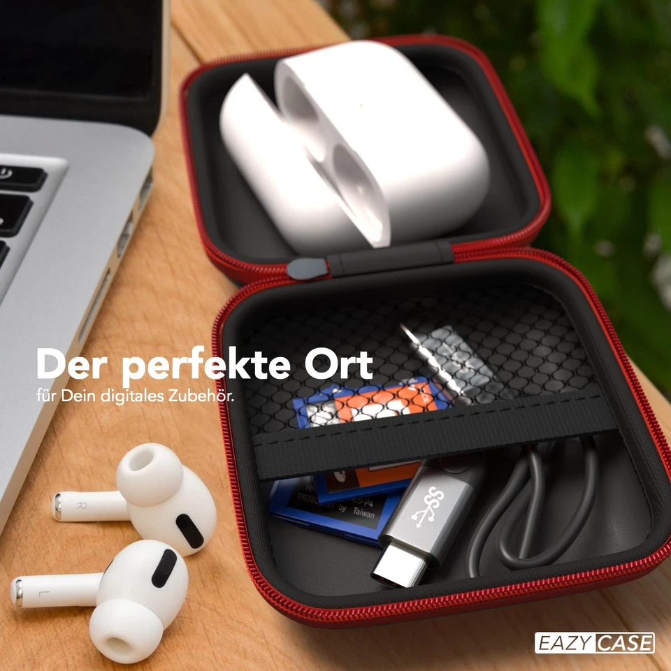 Schutzhülle für Kopfhörer Tasche Case Aufbewahrungstasche mit Netzfach Box Eckig - Bild 3 von 4