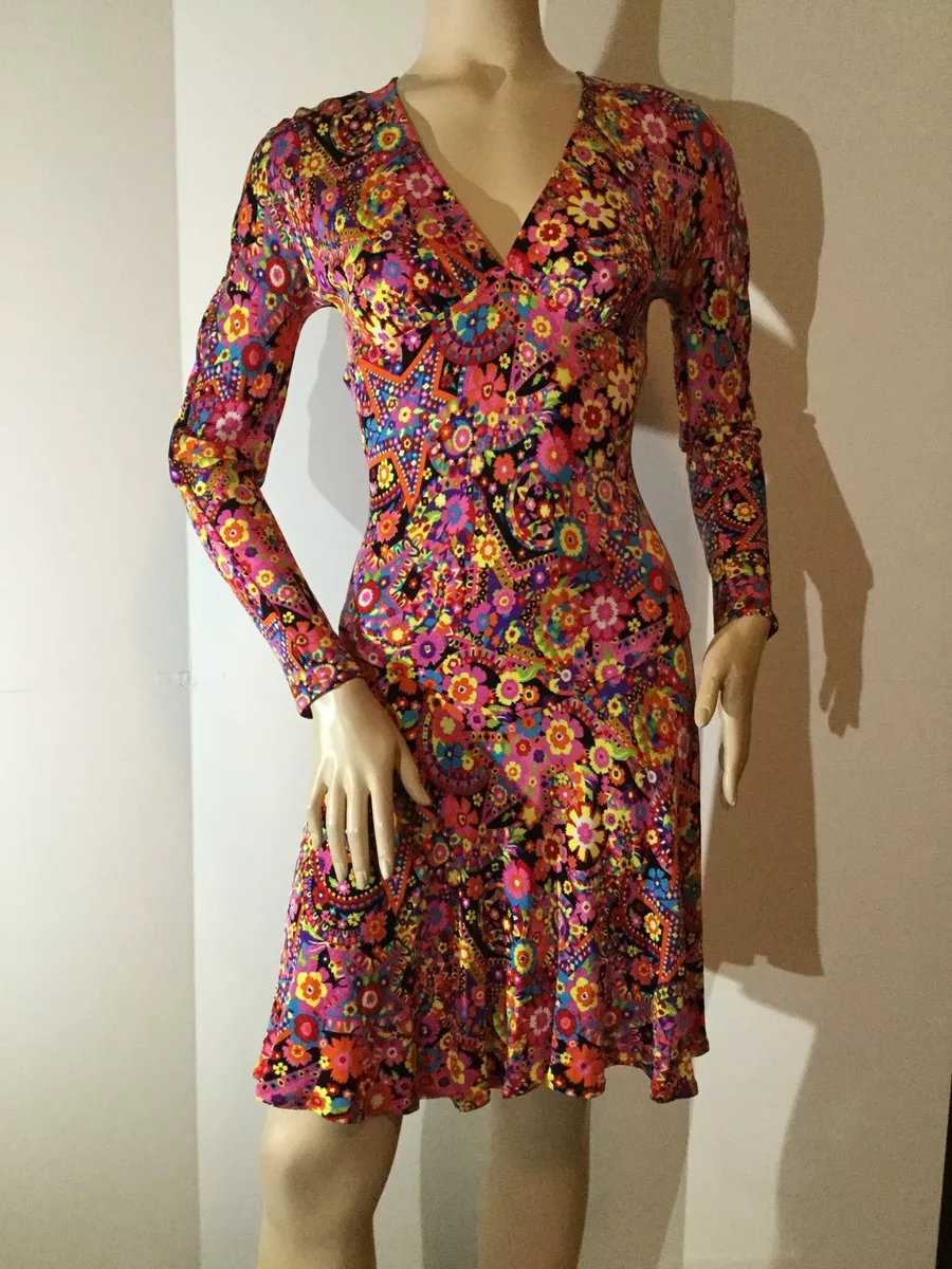 GIANNI VERSACE Rare Vintage Runway Circa 2002 Fall Floral Dress Size 40