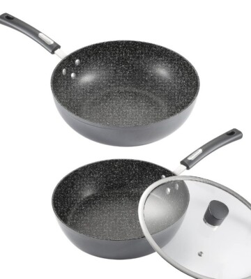 Seeteufel Frittier Wok Allumium Pfanne Set mit Deckel