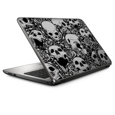 Universal Laptop Skins wrap for 15" - Skulls n Roses Black White Screaming