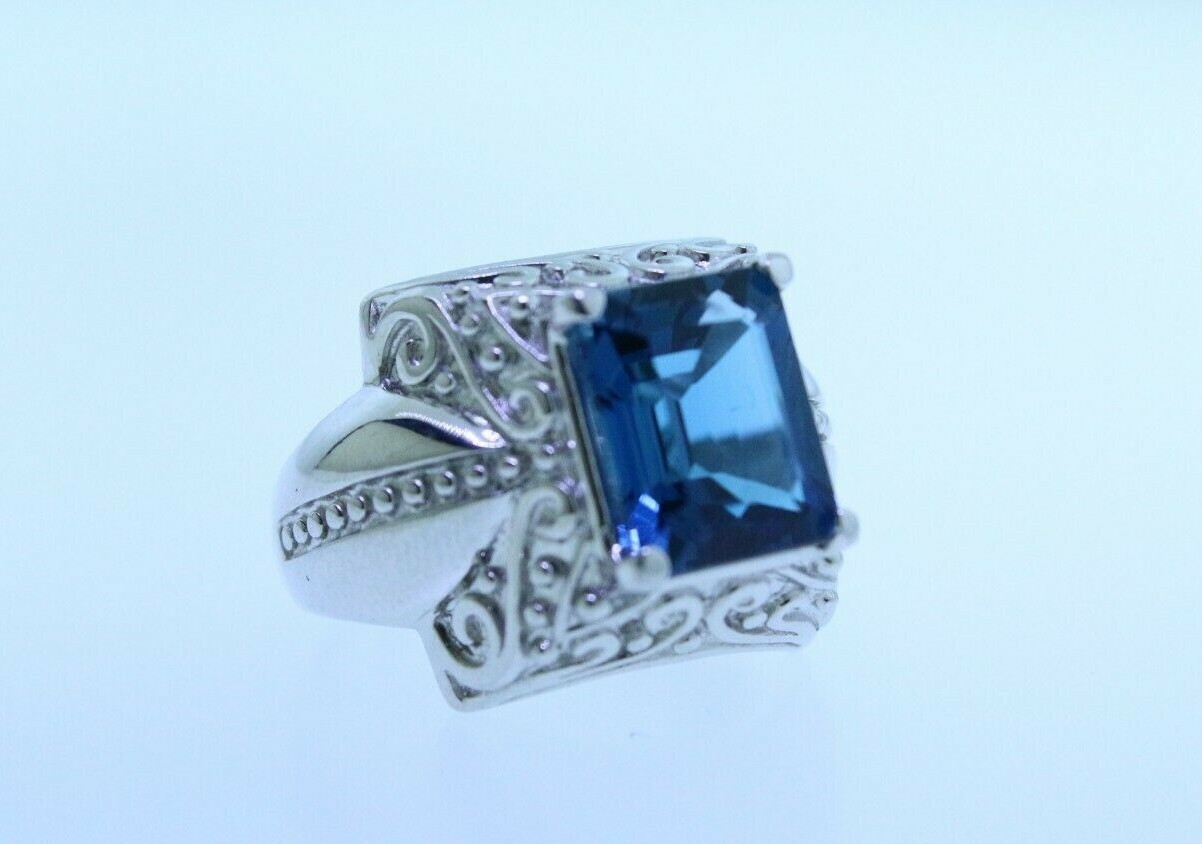 Sterling Silver Blue Topaz Statement Cocktail Ring - image 8