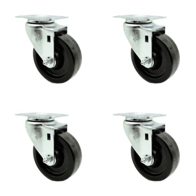 4 Inch Phenolic Wheel Swivel Top Plate Caster Set Service Caster Brand