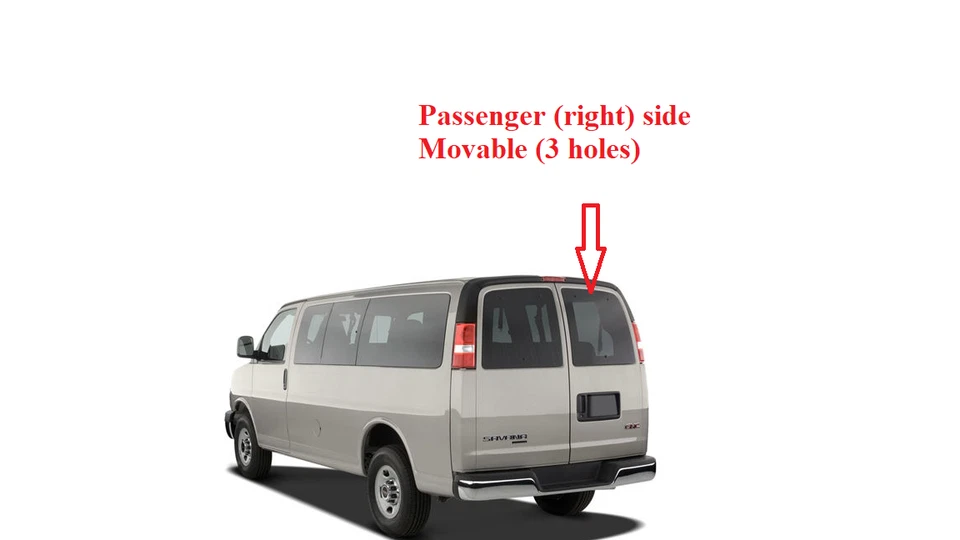 Fits 1996-2023 GMC Savana Van Passenger (right) Side Back Glass Movable 3 Hole Foto 2 de 3