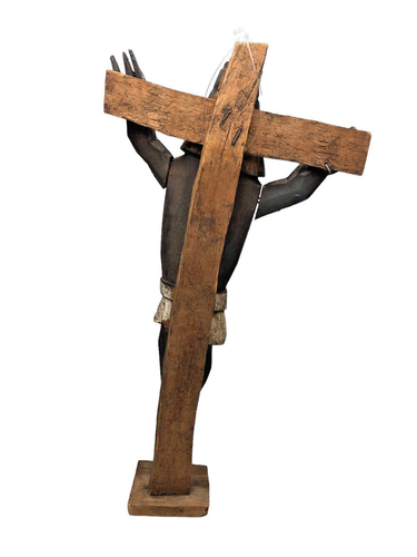 Rare Vtg Carved Wood Santos Jesus Crucifix Cross Guatemala Folk Art Primitive - Picture 8 of 9