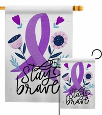 Stay Brave Garden Flag Awareness Support Decorative Gift Yard House Banner