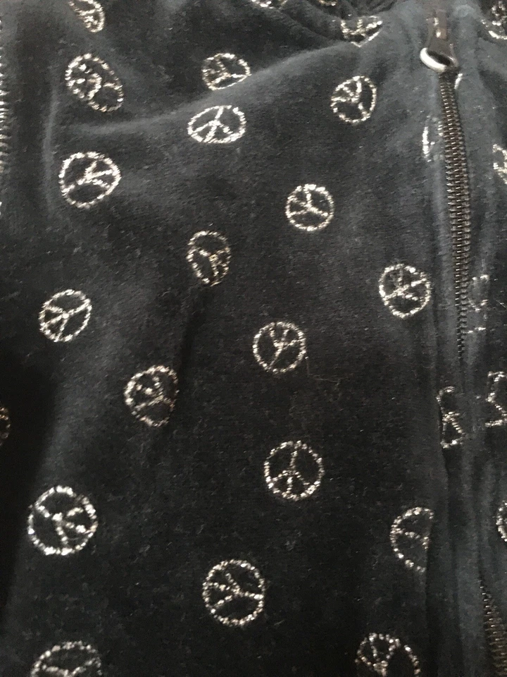 Girl's Canyon River Blues Black Peace Velour  Zip Hoodie Size S 7-8 - Image 3 of 4