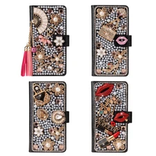 Luxury Diamond Crystal Leather Flip Wallet Case For iPhone 16 Pro Max 15 14 13