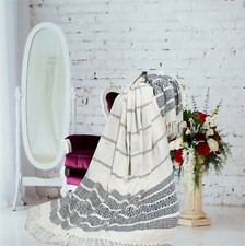 Cotton Throw and Blanket  Picnic or Camping  50X60 Inches  Indoor and outdoor