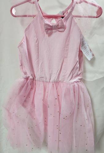 Ibtom Castle Girls Soft Tulle Sleeve with Bowtie Mini Tutu Dress, Pink, 5-6 Y