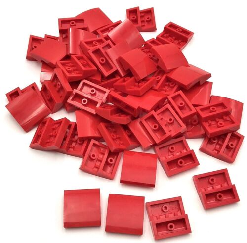 Lego 50 New Red Slopes Curved 2 x 2 x 2/3 Stud Sloped Curve Pieces Parts - Picture 1 of 1