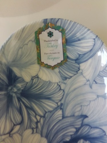 Intesa Home Serving Tray 7 1/2" X 4 1/2" Blue Lotus Floral Turkish - Picture 2 of 6