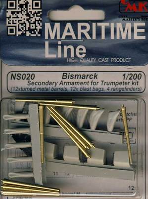 CMK Bismarck Secondary Armament Messingrohre Metall Barrels 1:200 Trumpeter kit