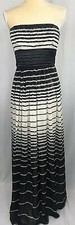 BCBG Maxazria Maxi Dress 2 Gown Long 100 Silk Strapless Black White Chiffon