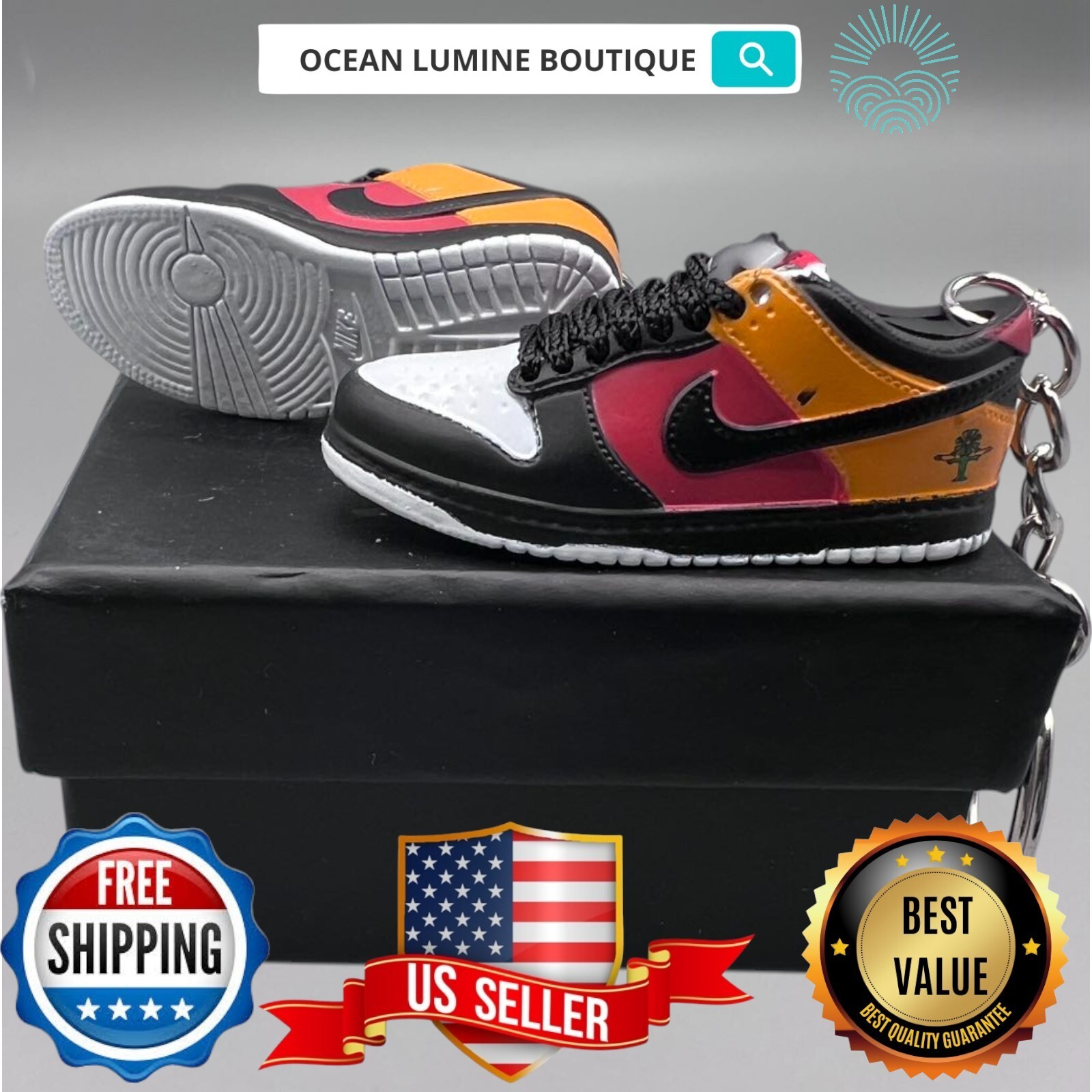 SB DUNK 3D Mini Sneaker Keychain, Jordan Sneaker Collectible, Box Options