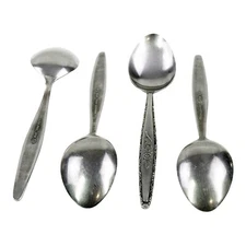 4 Teaspoons Lot Stylecraft SYF2 Stainless Japan T&N Satin Black Rose Flatware