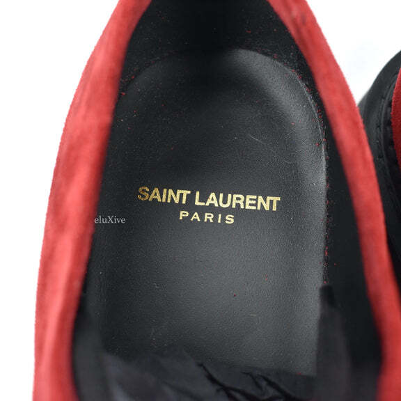 NWT $895 Saint Laurent YSL Red Suede Teddy 10 Derby Shoes Men's 41