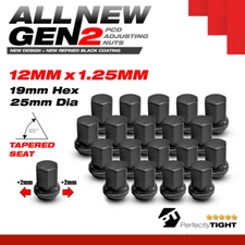 NEW 12mm x 1.25mm Black PCD Adjusting Variation Wobble Hex Lug Nut Kit ( 20pc )
