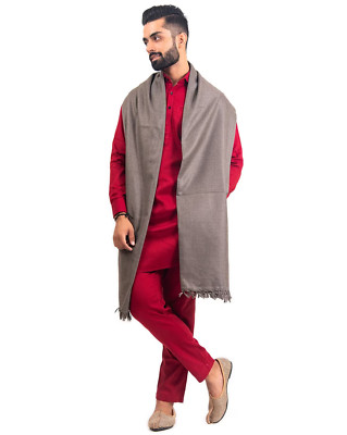 Men Fine Wool With Tassel Kullu Lohi Woven Design Shawl Inspired By Indian Stole