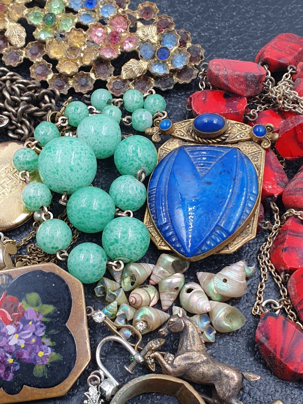 JOB LOT BROKEN ANTIQUE VINTAGE VICTORIAN ART DECO CZECH JEWELLERY SPARE