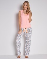 Sleepwear for women Light orange Top and long pants Pajama set