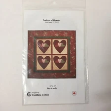 Pockets of Hearts Quilt Pattern 20" x 20" Castilleja Cotton Applique