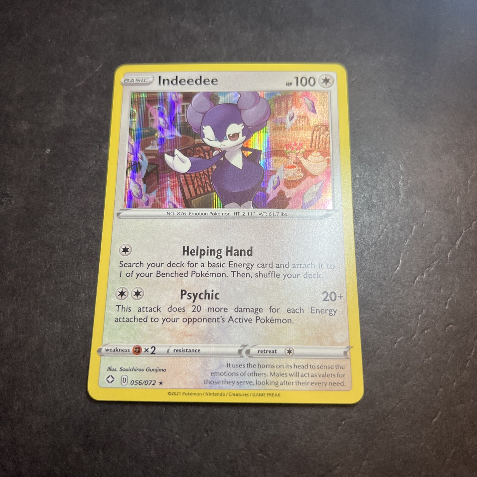 Indeedee 56/72 Holo Rare Pokemon Shining Fates NM Pack Fresh