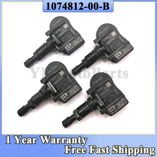 4Pcs TPMS Tyre Pressure Sensor 1074812-00-B for Tesla Model 3 S X 433 Mhz