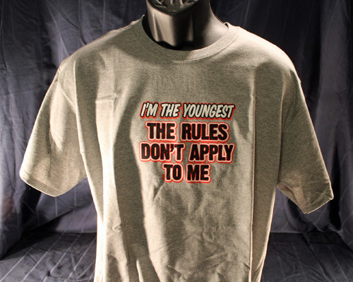 I'm the youngest the rules graphic funny t-shirt tee novelty sarcastic boy girl - Picture 12 of 31