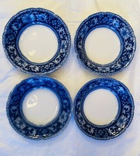 4 FLOW BLUE  WHITE FRUIT BOWLS WH GRINDLEY - GLENMORE - ENGLAND - 5.5   103 