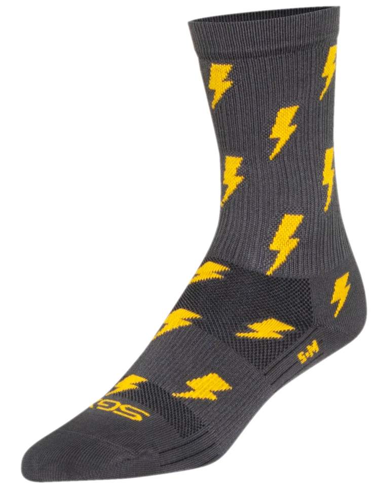 Calcetines - SockGuy - Perno Iluminado Gris Flash L/XL 6" SGX Ciclismo/Correr NUEVO Foto 2 de 4