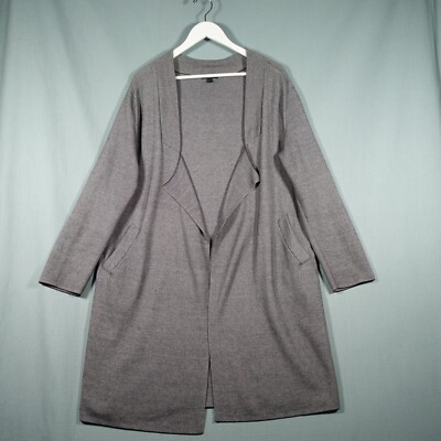 COS Longline Strickjacke Damen mittelgrau vorne offen Langarm Pullover drapiert