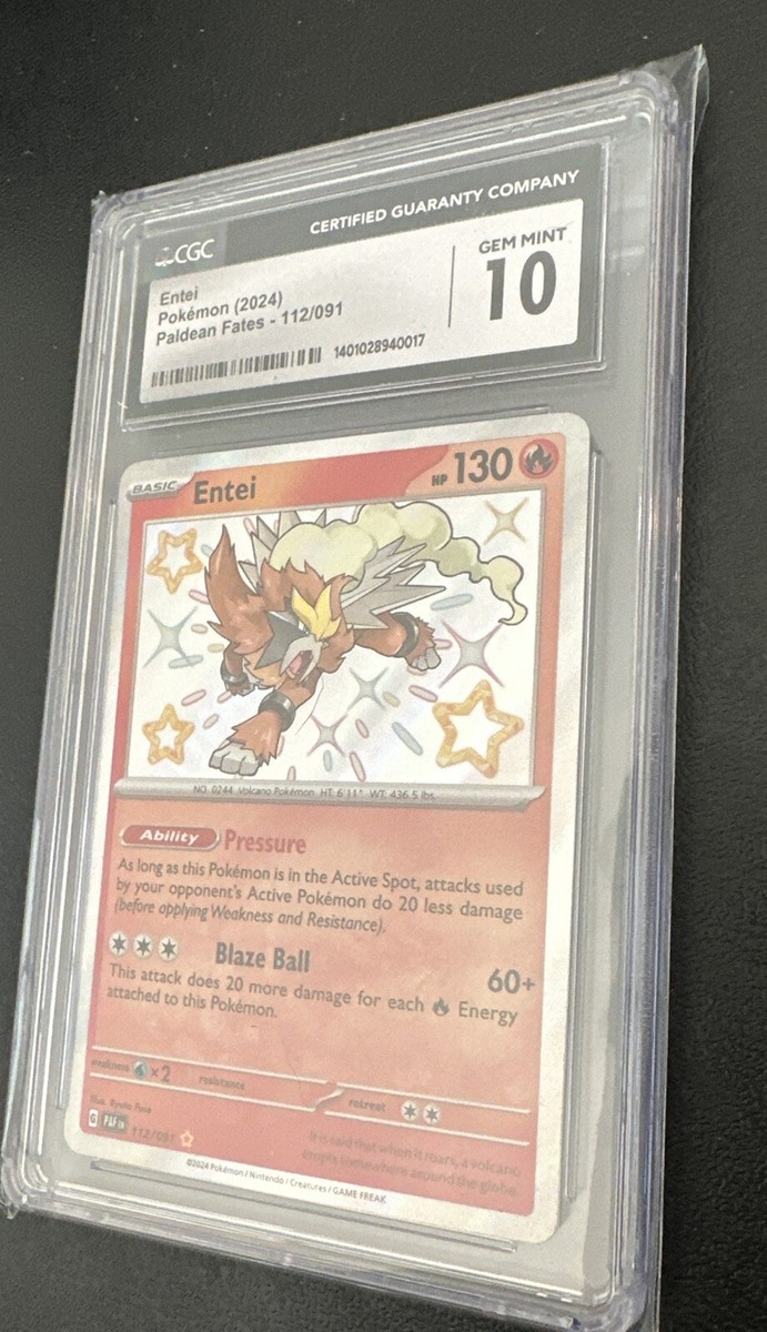 Pokémon Entei 112/091 Shiny Ultra Rare PALDEAN FATES - CGC