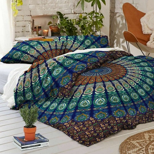 Mandala de India Colcha Edredón Cubierta Bohemio Juego Cama Reina Funda |  eBay