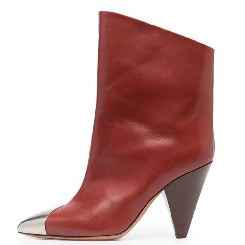 Womens Ladies Pull On Ankle Boots Cone Block Heel Pointy Toe Celeb Gift 34-43 L - Picture 4 of 17