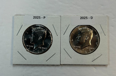 2025 P & D UNC Clad Kennedy Half Dollar Set in CB Flips -Free Shipping