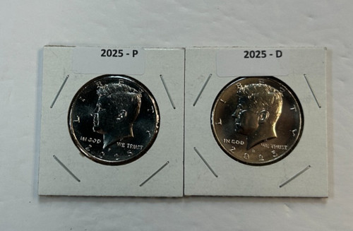 2025 P & D UNC Clad Kennedy Half Dollar Set in CB Flips -Free Shipping