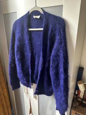 Strickjacke Pullover lila Mohair Vintage 90er Grunge Kurt Cobain Nadeln Kapital
