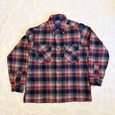 Vintage Pendleton 100 Virgin Wool Red Plaid Flannel Shirt Mens Medium USA