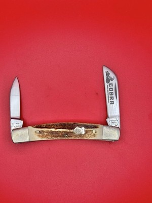 NEW 1999 GERMAN BUCK CREEK COBRA 2 BLADE CONGRESS THICK STAG HANDLES SOLINGEN