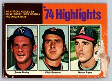 1975 Topps - #7 Steve Busby, Dick Bosman, Nolan Ryan PR