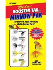 Worden's 1/4 Rooster Tail Minnow Spinner Pak (Lot of 6 Baits plus Box}