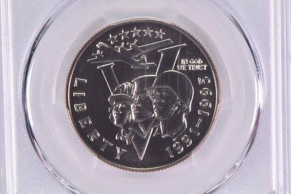 MS70 1991-1995-P World War 2 Commemorative Half Dollar PCGS Blue Label *7653 - Image 3 of 4