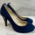 Pearl Crown Shoes Blue Women Sz 39 Suede Pumps Heels Slip On Classic Office Wear
