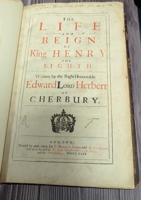 1672 The Life and Reign of King Henry the Eighth - RARE - Edward Lord Herbert