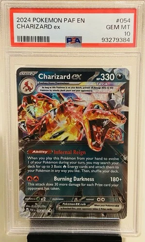 Charizard EX 2024 Pokemon Paldean Fates PAF EN English #054/091, PSA 10 🐲🔥
