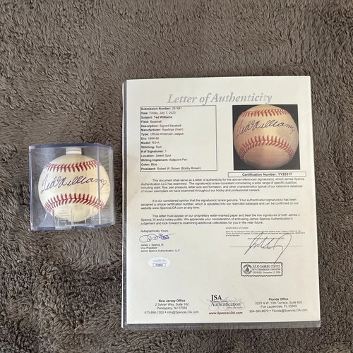 TED WILLIAMS signed Rawlings OAL baseball JSA COA RED SOX Full LOA