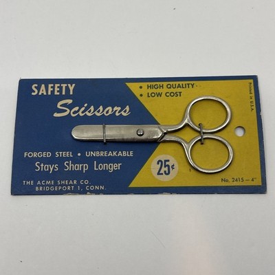 Vintage Acme Safety Scissors No. 2415 NOS Original 25¢ Card Made in USA 4 