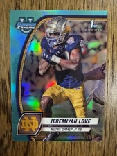 2024 Bowman University Chrome Jeremiyah Love 1st Bowman Aqua Refractor /299 #100