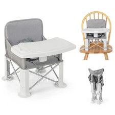Baby Travel Booster Seat Portable Folding Toddler Dining Chair w/ Double Tray